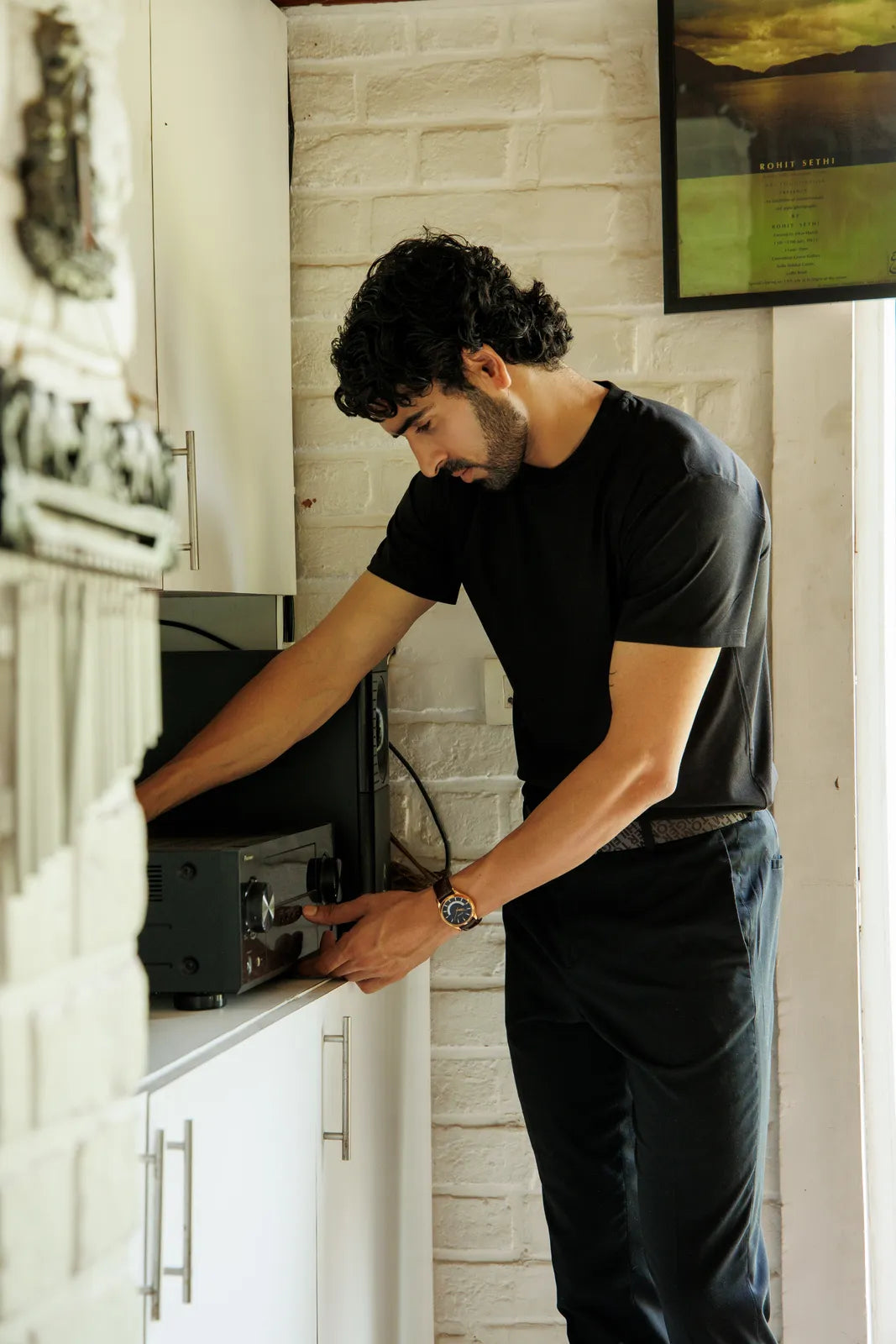 Bamboo Crew Tee – Black worn — lifestyle photo 1